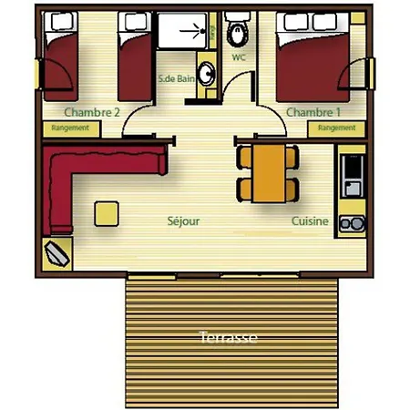 مكان تخييم Chalet 3 Pieces Avec Terrasse - 6 Personnes - Api-1-52-609